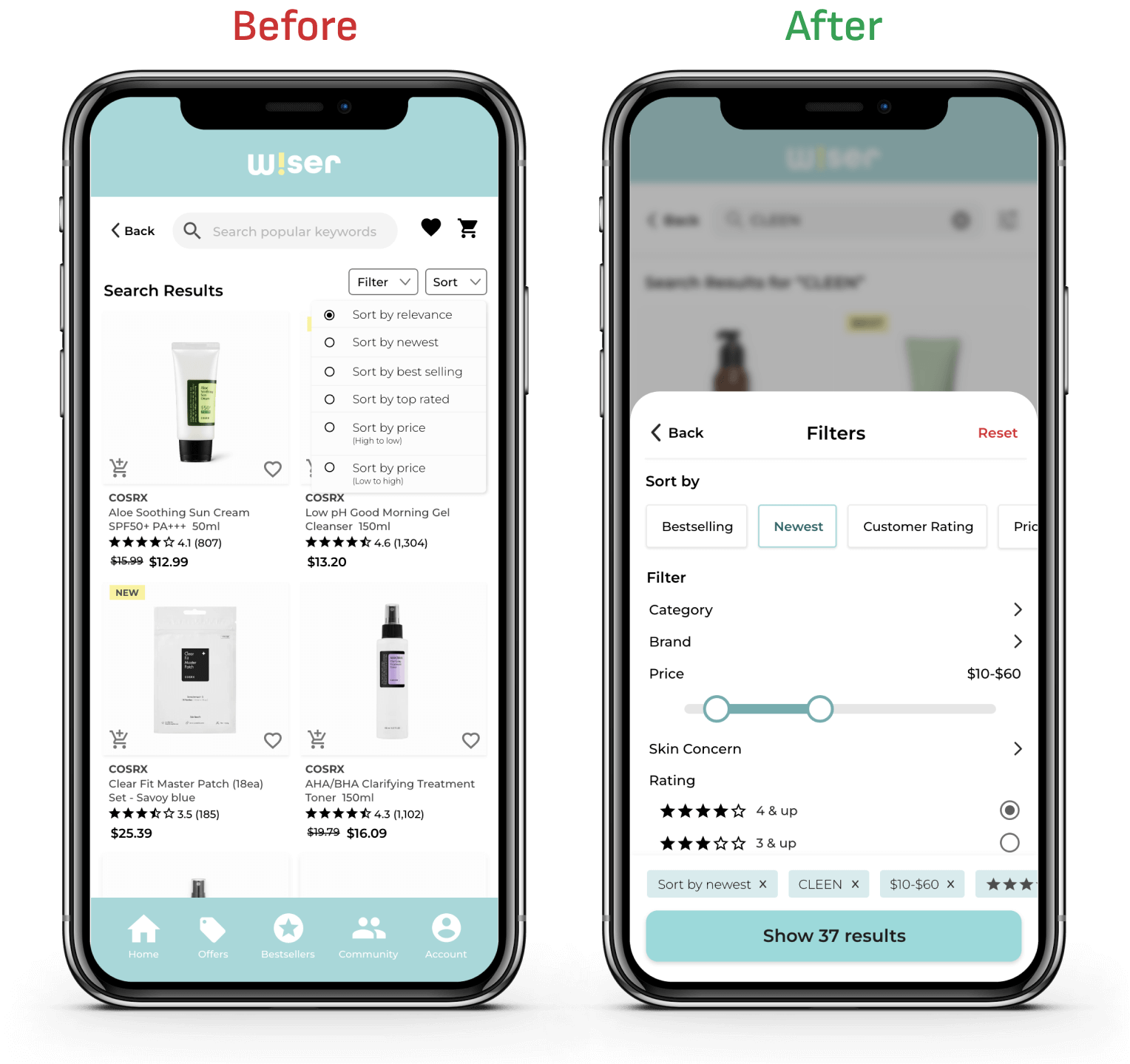 Adjustment Search Filter Screen
